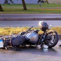 Wrecked-motorcycle-lying-on-the-road